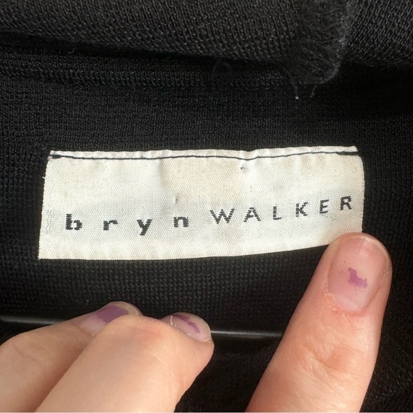 Bryn Walker Women's Small 100% Wool Button Side Cardigan Wrap Black Minimal - Picture 4 of 14